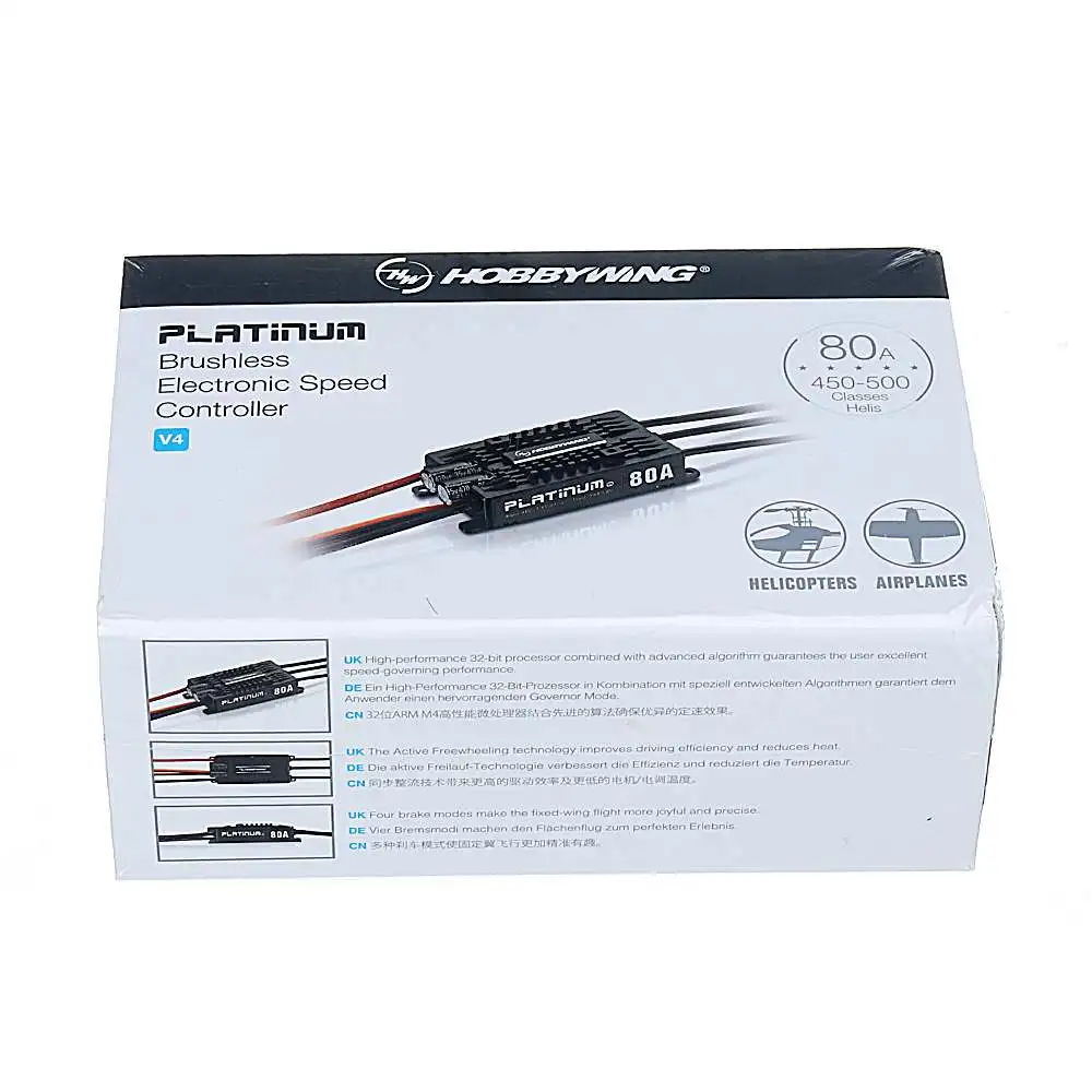 HobbyWing platino 80A V4 ESC 3 S-6 S BEC 5-8V 10A para 450L-500 clase Heli