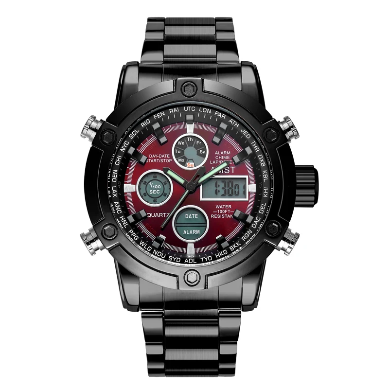 Часы мужские Топ бренд AMST 3022 двойной дисплей наручные часы Роскошные спортивные военные светодиодный цифровые часы Relogio Masculino