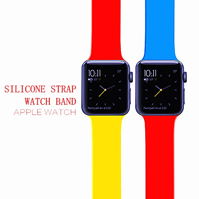 

Outdoor Sports Silicone Wrist Bracelet Straps For Apple Watch 3 2 1 iWatch Band Sport Silicone Watch Strap 38mm 42mm Wristbelt