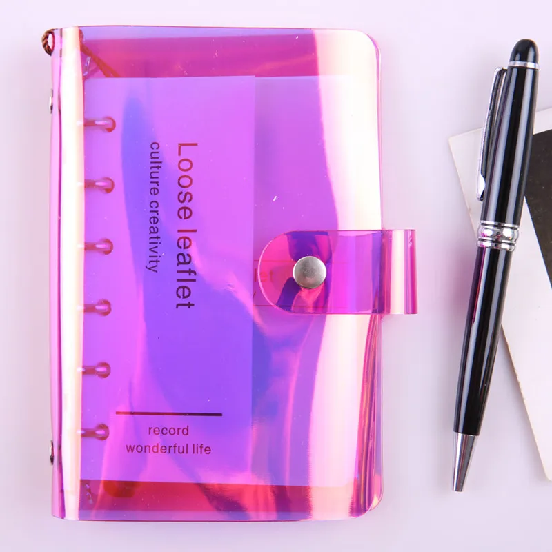 Лазерный ослепляющий ПВХ спиральный блокнот на подкладке, в горошек, пустая сетка, бумажный дневник, альбом для рисования, школьные принадлежности, канцелярский магазин - Цвет: M-purple