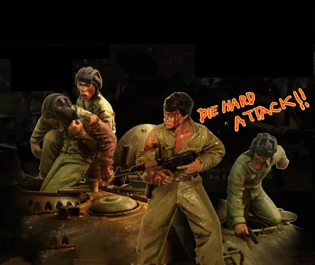 

Unassambled 1/35 Tank Crews In Action (4 figures) (NO TANK ) Soldier Resin figure miniature model kits Unpainted
