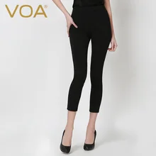 VOA Heavy Silk Twill Black Pencil Pants Female Comfort Bottoming Silk Leggings K5567