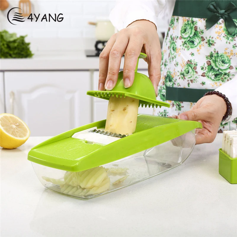 

TTLIFE Adjustable Vegetable Slicer 5 Interchangeable Blades Stainless Steel Fruit Cutter Grater Vegetable Salad Kitchen Tools