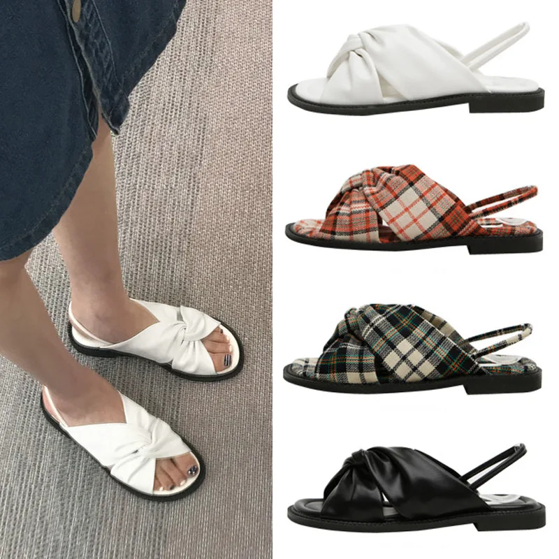 

sandalias mujer 2019 zapatos de mujer Casual White Shoes Women Fashion Brand chaussures femme Flats Shoes Back Straps Peep Toe