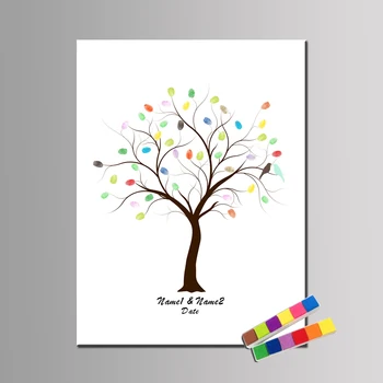 

Personalized Wedding Fingerprint Guest Tree Book With Love Bird Thumbprint Guest Book Wedding Tree Birthday Party Keepsake 2 Ink