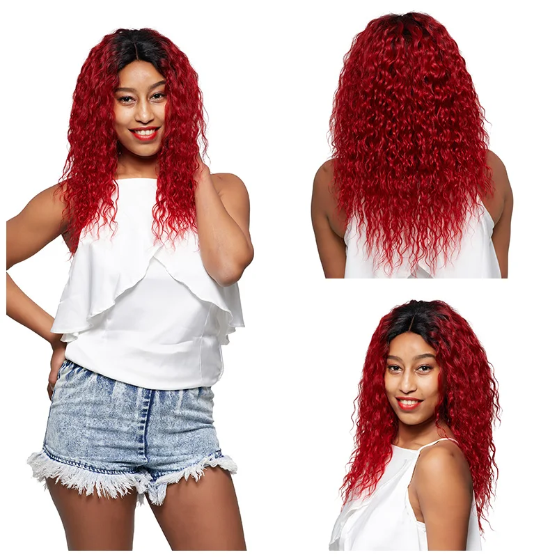 Ienvy бразильские 1B красные водяные волнистые пучки с закрытием человеческих волос 99J цветные пучки волос от светлого до темного цвета с закрытием вьющиеся 2 тона нереми
