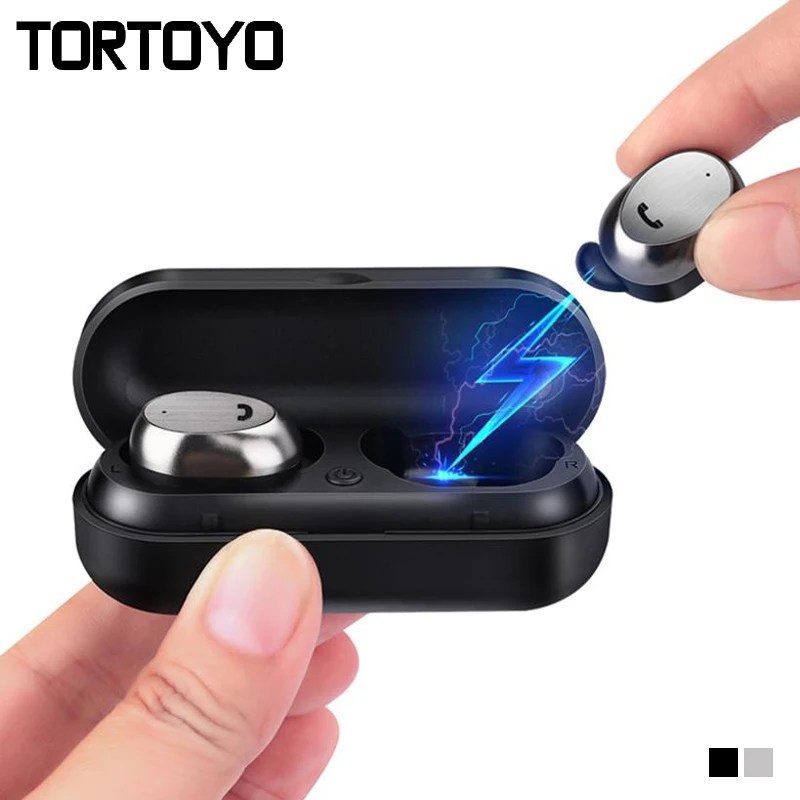 

TORTOYO Mini M9 TWS Bluetooth Earphone Smart Wireless Earbuds Metal Fast Charging Case for iPhone Xiaomi Huawei Phone Earphone