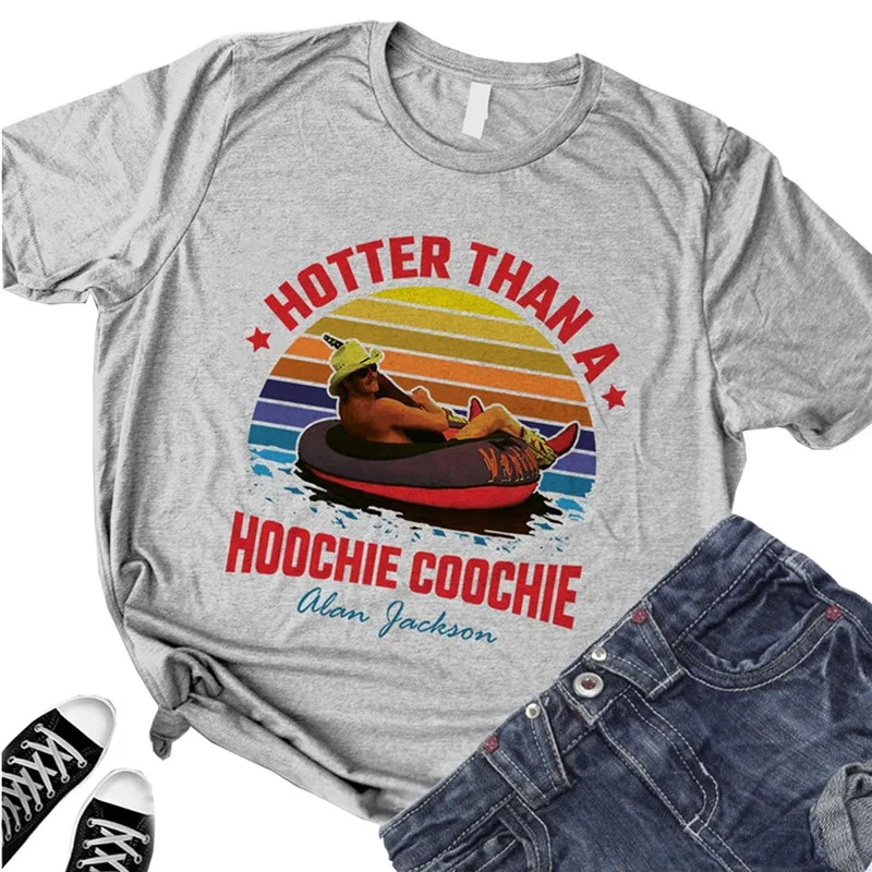 Hotter Than A Hoochie Coochie Print Women T shirt Vintage Country Music Graphic Tees Casual O-Neck Short Sleeve Summer T-shirts Hotter Than A Hoochie Coochie Print Women T shirt Vintage Country Music Graphic Tees Casual O-Neck Short Sleeve Summer T-shirts