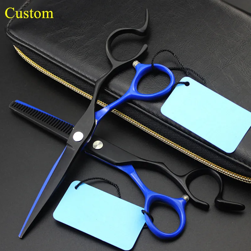 Custom name professional japan 6 inch Blue hair scissors cutting makas