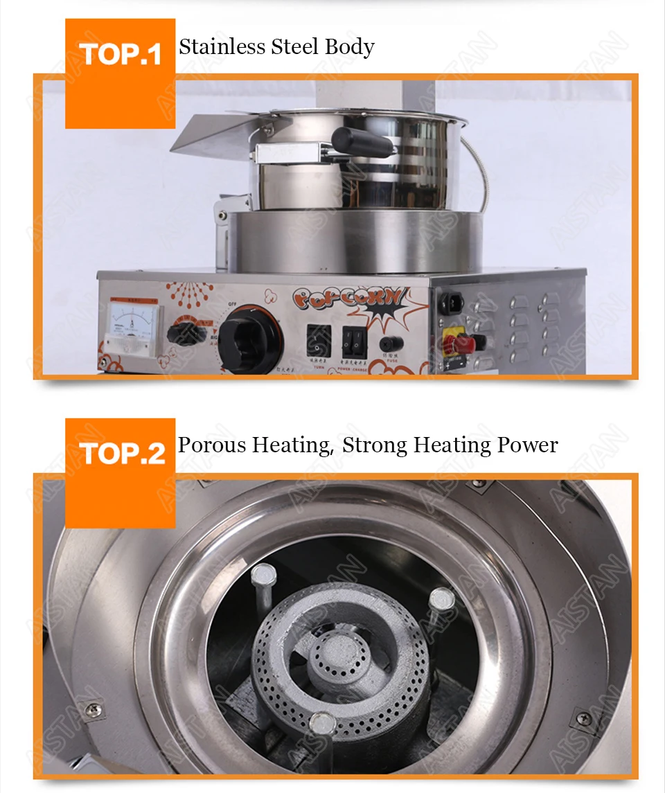 VBG701/VBG702 commercial stainless steel single head/double head gas popcorn machine