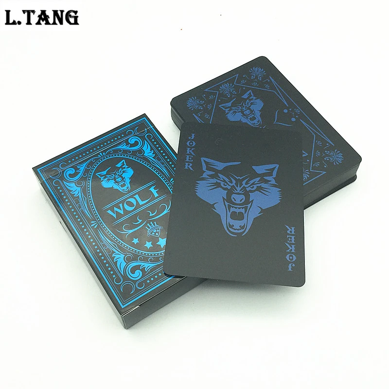 Черные Водонепроницаемые пластиковые ПВХ игровые комплекты карт Wolf Classic Magic Tricks