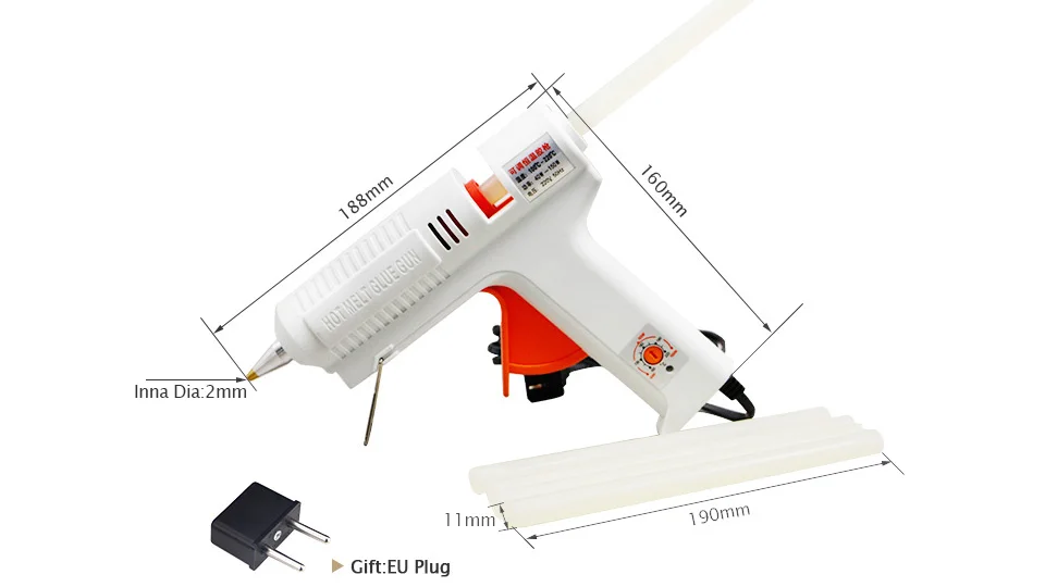 Free Shipping 220V 40-150W Hot Melt Glue Gun Temperature Adjustable Repair Kit Tools With 5 Pcs Glue Sticks Big Size