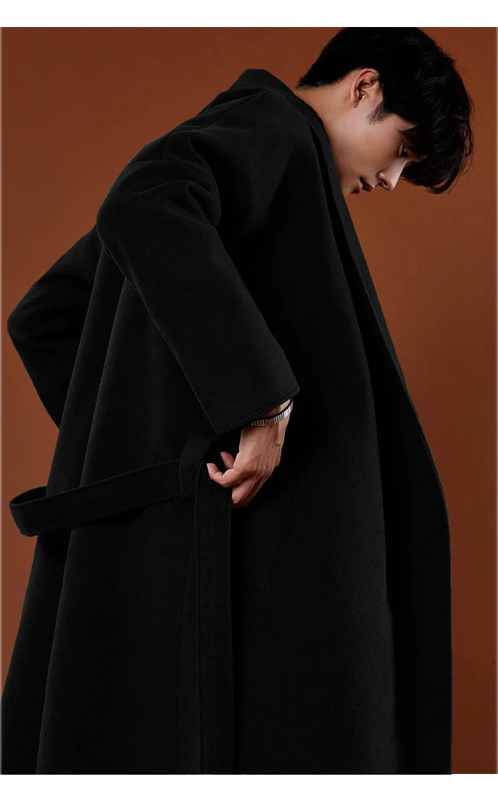Повседневный корейский стиль мужчины Cashmer пальто свободный мужской шерстяной пиджак однобортное пальто и куртка