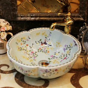 

Shaped ceramic basin above counter basin wash basin wash basin bathroom vanity wash basin art basin home LO621454