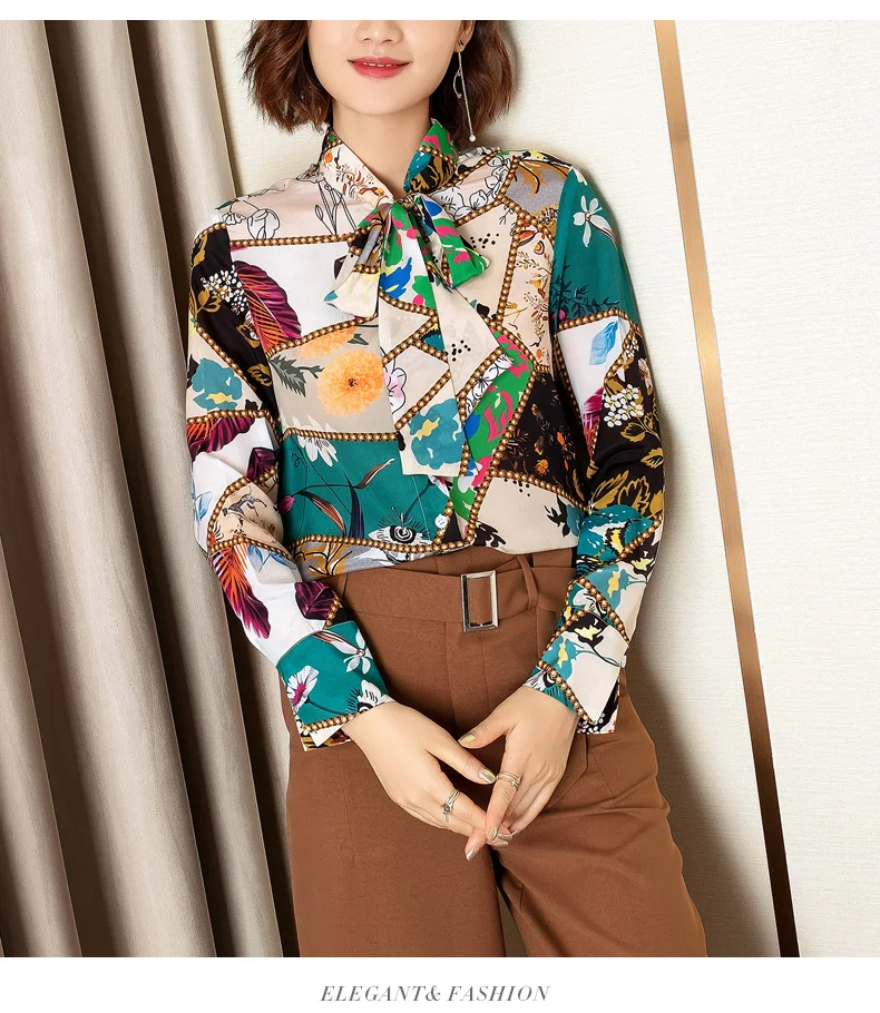 S01711 Модные женские блузки и рубашки для мальчиков 2019 взлетно посадочной полосы Элитный бренд Европейский дизайн вечерние стиль