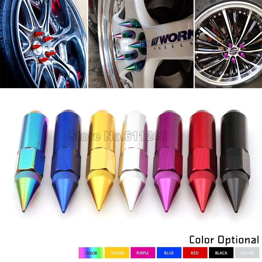 

Car Styling Wheel Nuts M12X1.5/M12X1.25 Spiked Aluminium 60MM Extended Tuner Wheel Rims Lug Nuts Racing Red Black Blue Gold