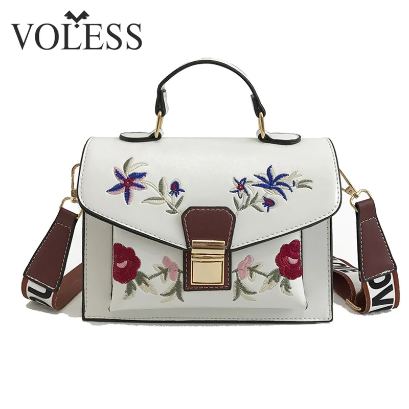 

2018 Summer National Vintage Embroidery Shoulder Bag Women Floral Embroidered Handbags Ladies Small Lock Crossbody Bag Sac