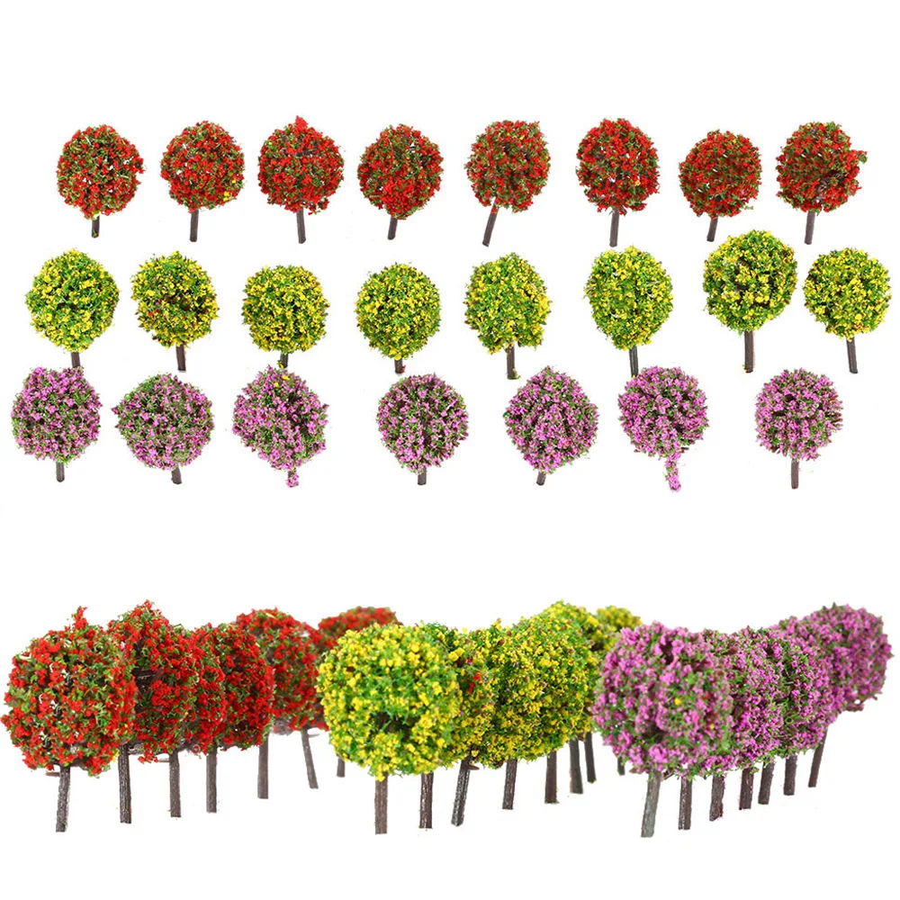 

30Pcs/Lot Ball-shaped Flower Model Trees Mixed Tree Model Landscape Trees Train Layout Garden Scenery Miniature 1:100 Scale