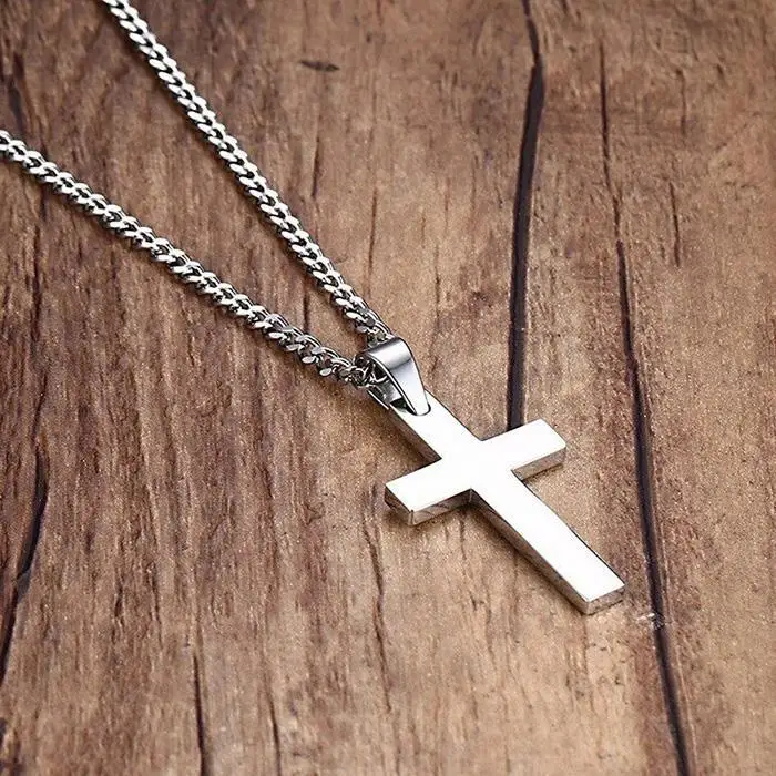 Stainless Steel Cross Pendant Chain Necklace for Casual, Party Punk Men Women Link Jewelry Gift