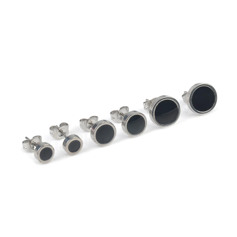 

1 Pair Men Women Fashion Black Titanium Steel Stud Earrings Allergy Dumbbells Earrings Party Jewelry6 8 10mm