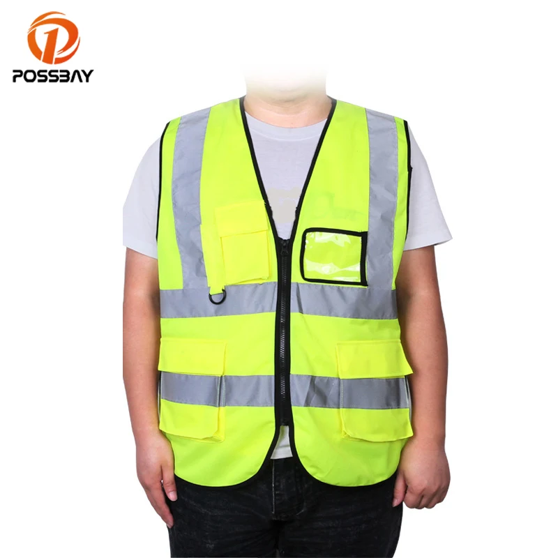 

POSSBAY Motorcycle Vest Reflective High Visibility Safety Clothing Warning Waistcoat Reflective Moto Protect Jacket Vest