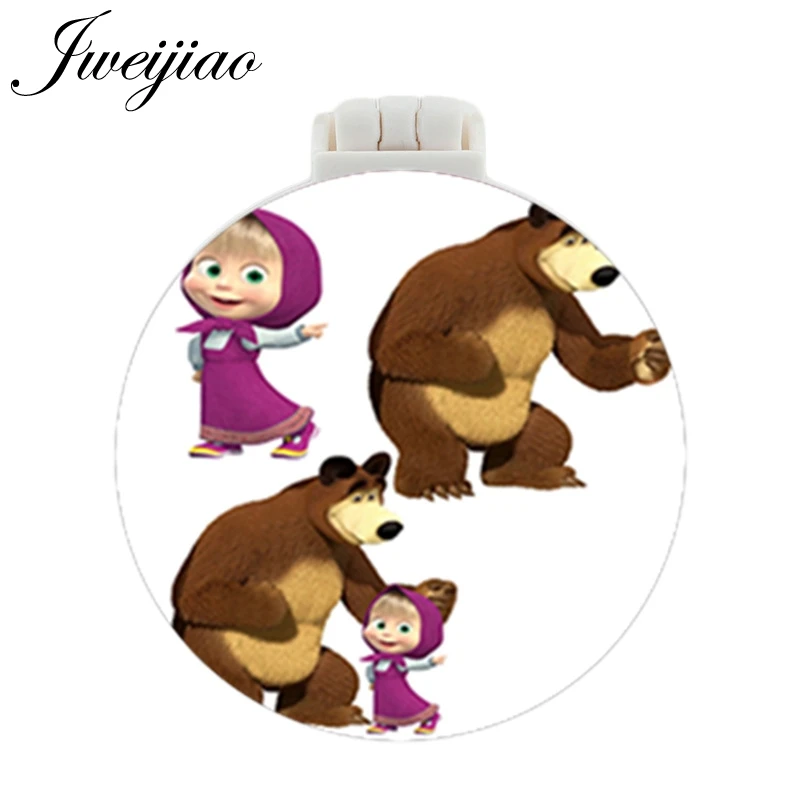 JWEIJIAO медведь и девочка мультфильм карманное зеркало с массажной расческой детский складной компактный портативный многофункциональный зеркала - Цвет: MS77