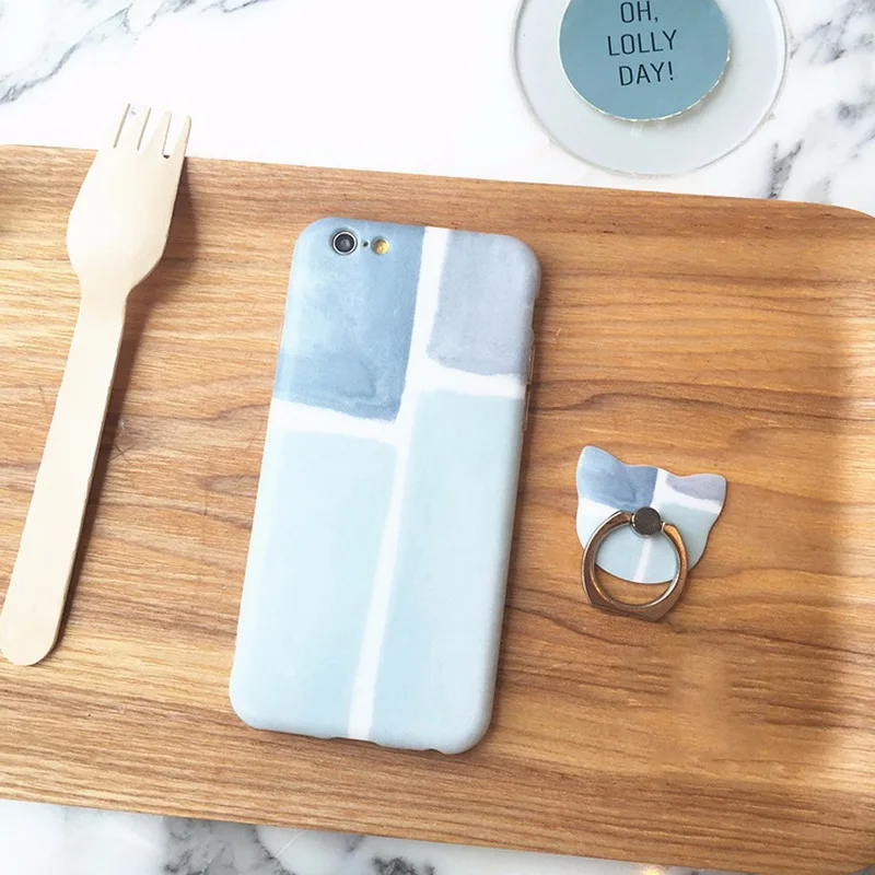 Europe Pastel Blue Color Block Soft TPU Slim Phone Case