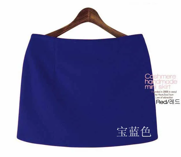 blue Danjeaner/осенне-зимние женские шерстяные мини-юбки в Корейском стиле; модные повседневные юбки ярких цветов; Облегающие юбки-карандаш; большие размеры - Цвет: blue