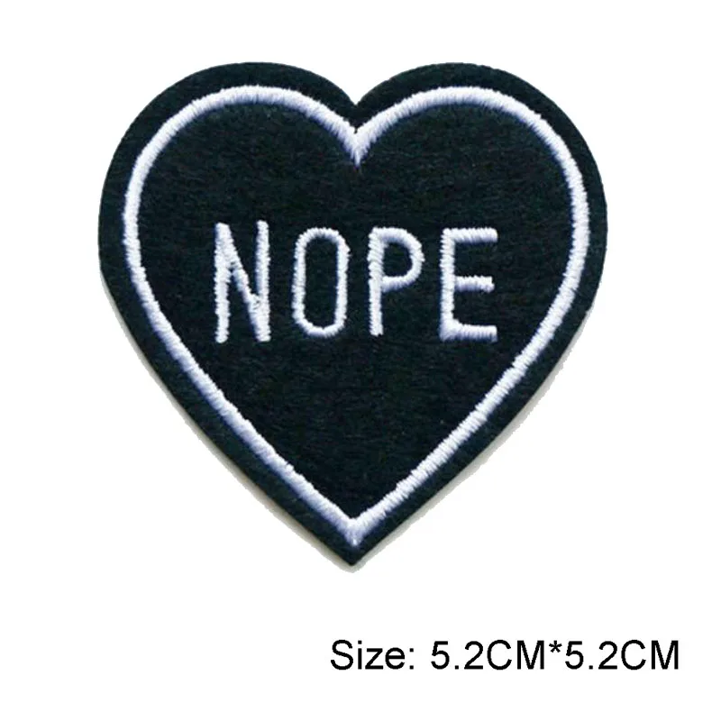 NOPE вышивка патч 5,2 см в ширину/черное сердце/love you патч/украшение для одежды