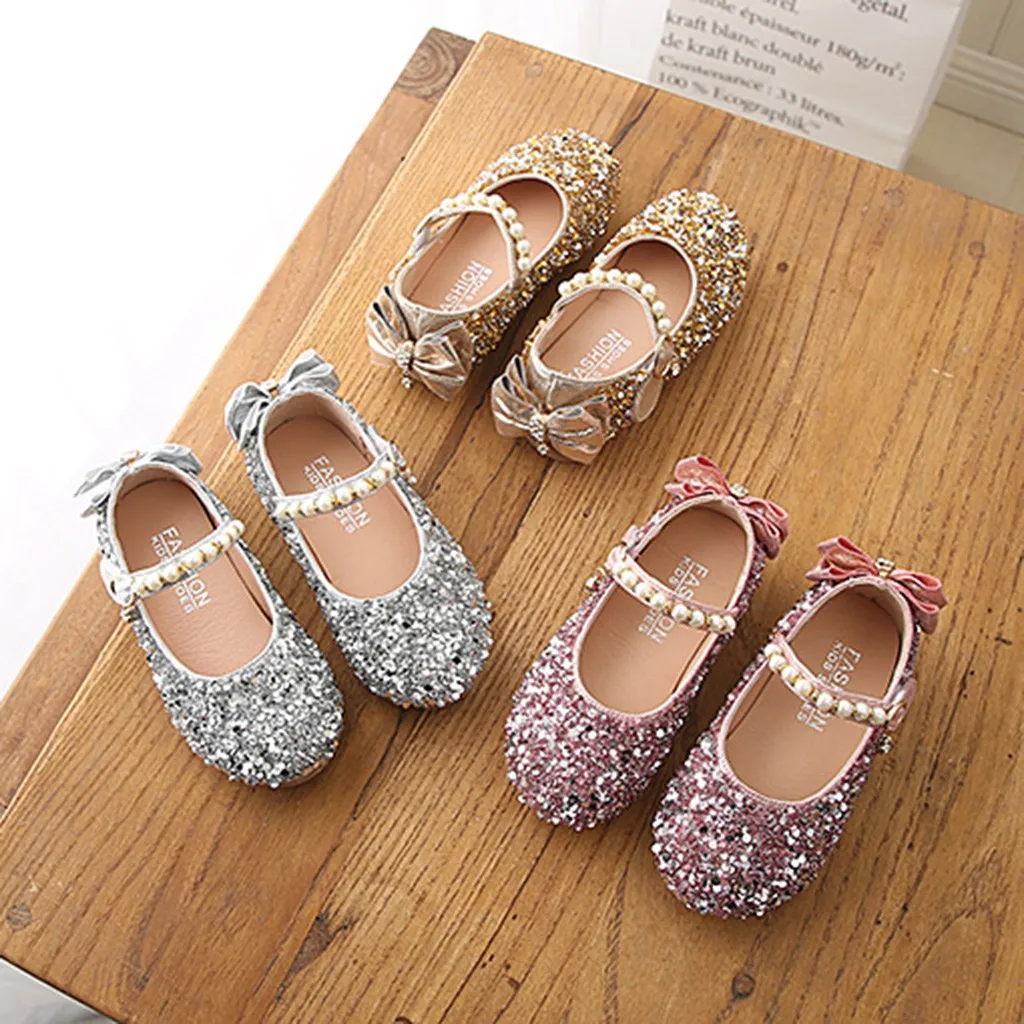 

Leanbh Children Kids Girls Cute Children's shoes 2018 Summer new kids Crystal Bowknot Pearl Princess Dance Single Casual Shoes
