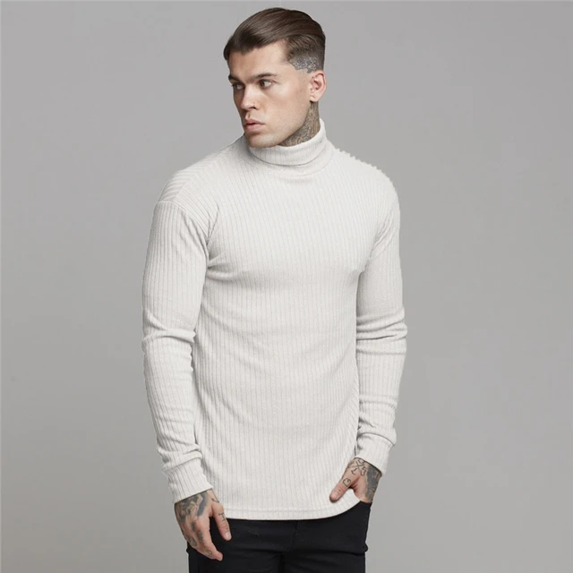 Muscleguys-suéter cálido de cuello alto para hombre, suéteres de cuello alto de marca a la moda para hombre, Jersey de punto entallado para hombre Muscleguys-suéter cálido de cuello alto para hombre, suéteres de cuello alto de marca a la moda para hombre, Jersey de punto entallado para hombre