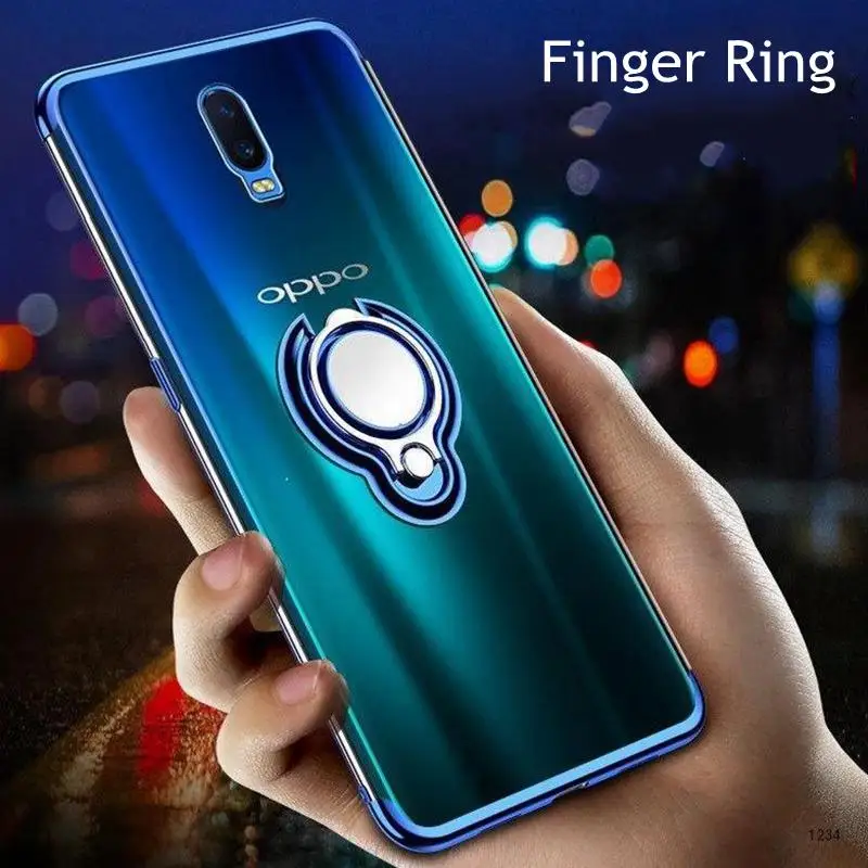 Магнитный чехол с металлическим кольцом для OPPO R17 pro R9 R9s R11 R11s plus прозрачный