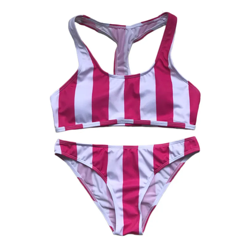 BANDEA, сексуальное бикини, низкая талия, одежда для плавания, Холтер, топ, купальник, пуш-ап, одежда для плавания, Женский Мягкий купальник, Бразильская пляжная одежда - Цвет: pink white stripe