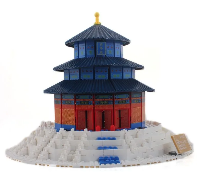 Наборы строительных блоков городской Храм Неба 1052 шт 3D Строительные кирпичные Развивающие игрушки для хобби для детей