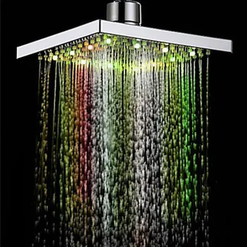 

Romantic Automatic Changing Magic 7 Color 5 LED Lights Handing Rainfall Shower Head Square Head for Water Bath Bathroom New #F