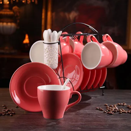 Кофейная чашка для капучино, гирлянда, 6 шт, Цветная Керамическая креативная кофейная чашка высокой емкости, набор, отправить ключ
