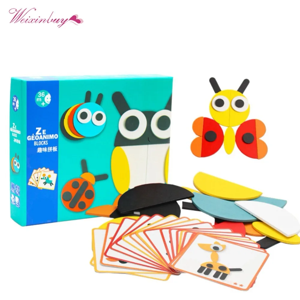 Дошкольного образования головоломки мультфильм деревянная игрушка-головоломка Подарочная коробка для детей в возрасте От 3 до 6 лет