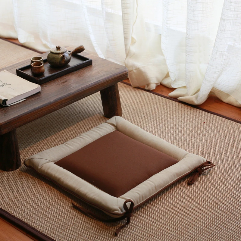 

Yoga cushion literary cotton and linen breathable window cushions Simple office table mats