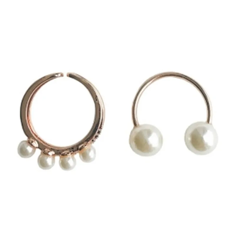 

Adjustable Rings Double Layer Simulated Pearl Rings Sets Opening Rings for Women Girls Jewelry Wholesale 2pcs/set