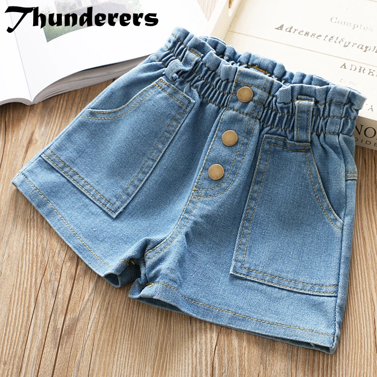 

Thunderers Summer Kids Short Jeans For Girls Boys Button Casual Children's Short Pants Hot Sale Girls Boys Clothes 24M-6Y
