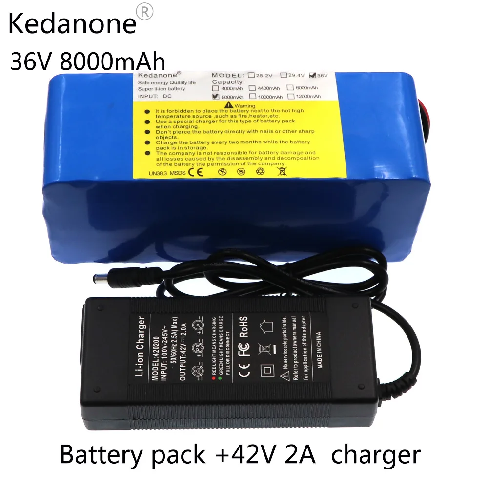 Kedanone 36 В 8ah высокоемкая литиевая батарея+ Массовая посылка включает 42 в 2A chager батареи для электрического велосипеда