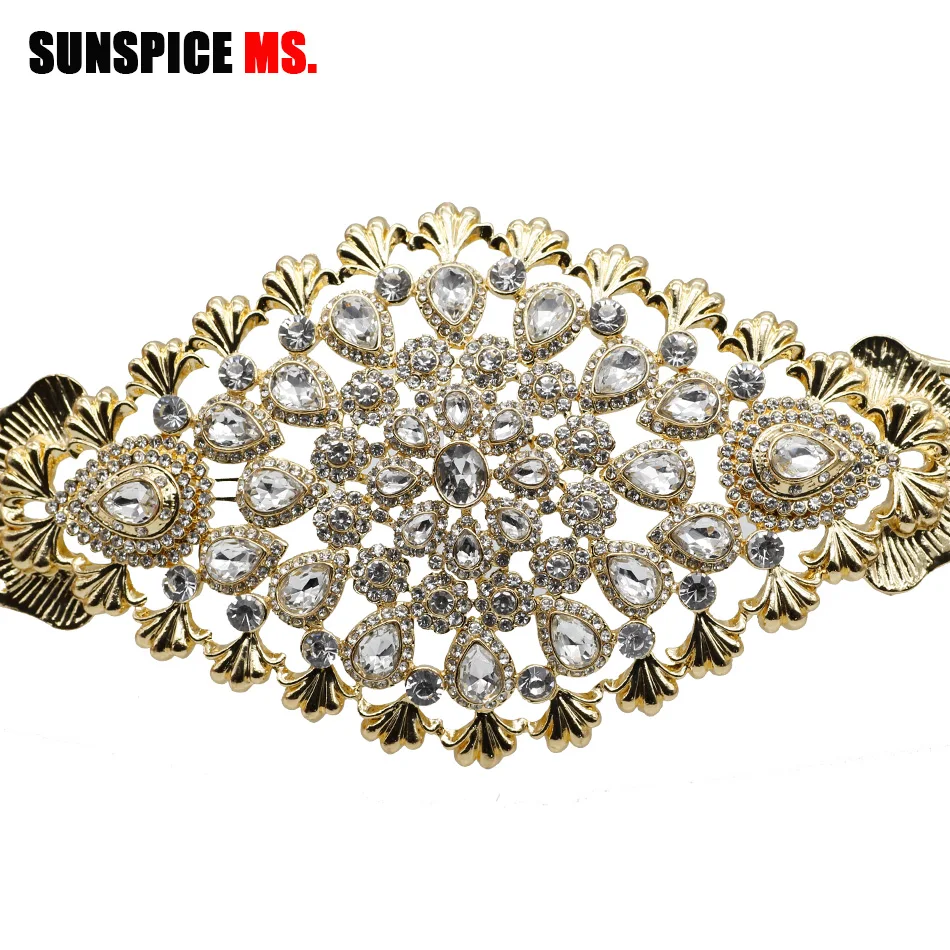 

SUNSPICE-MS Fashion Moroccan Chic Caftan Wedding Metal Belt For Women Gold Color Adjust Length Waist Chain Bridal Jewelry Gifts