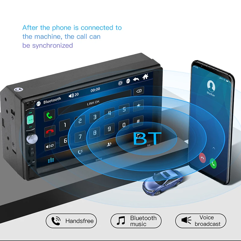 Автомагнитола 2 Din 7 "с функцией Mirror Link навигацией радио MP5 Bluetooth громкой связью