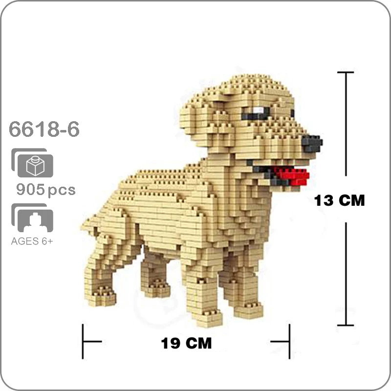 Строительные блоки Собака Тедди Шнауцер такса Хаски корги колли 3D модель животного алмаз мини игрушка - Цвет: Golden Retriever