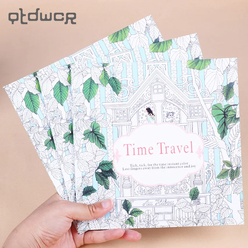 1 PC 24 Pages New Time Travel Adult English Version Graffiti Coloring Book Kids Painting Books for Children Office Stationery