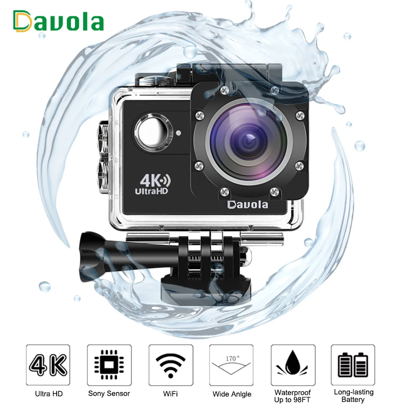 Davola Экшн камера 4 K Wi Fi водостойкий подводный Go Sport HD 1080 P Спорт на открытом воздухе