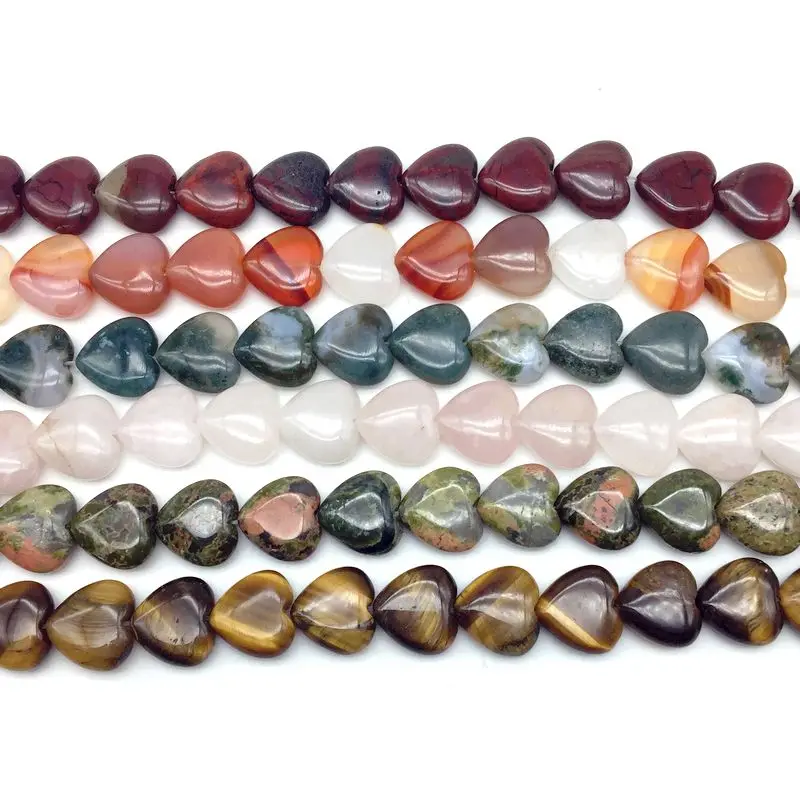 

Beadztalk Natural Stone Beads Heart String 14 mm DIY Jewelry Carnelian Opal Tiger Eye Onyx etc Good Quality