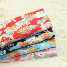 Половина двор тонкой хлопковой ткани мягкий бриз gilt кран принт ручной работы DIY сумка одежды платье ткань хлопок B133