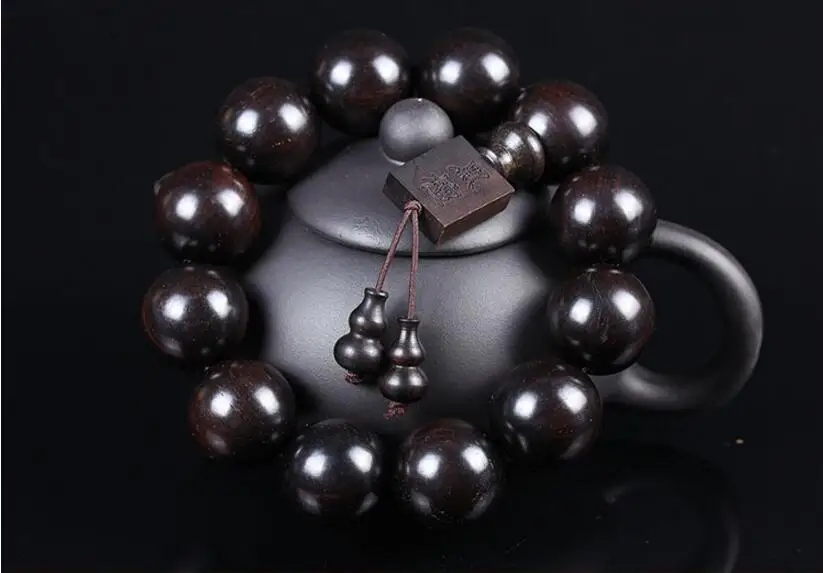 

20mm Natural Black sandalwood Beaded Bracelet For Cool Man and Fashion Man