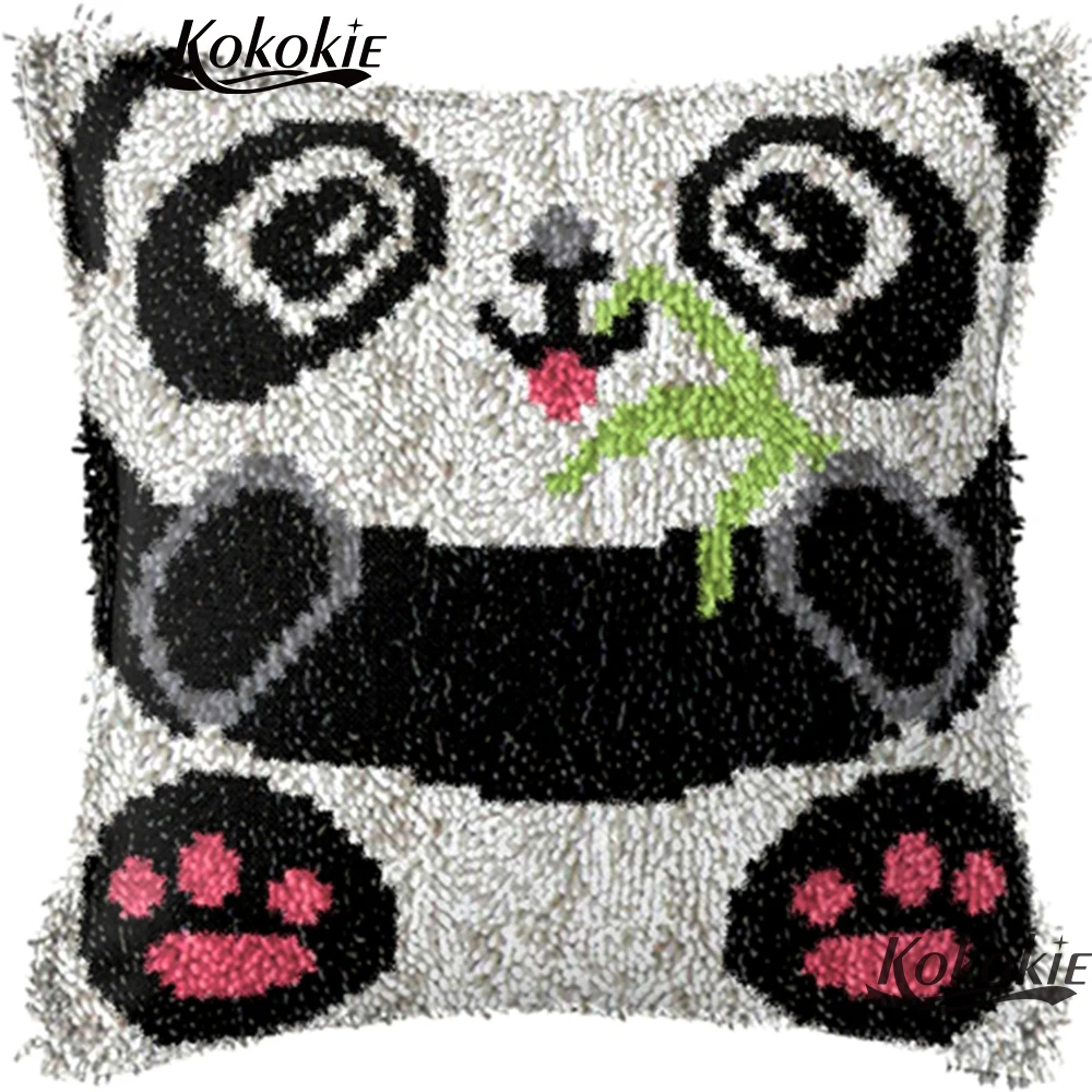 Embroidery latch hook rug kits Cross Stitch Needlework set panda 3d